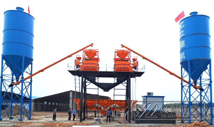 雙25混凝土攪拌站設備用（yòng）戶現場 占地麵積小 效率高